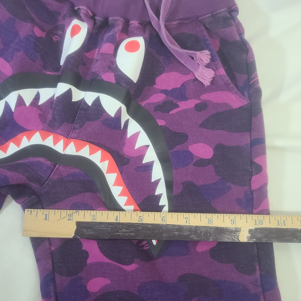 A Bathing Ape BAPE Shark Purple Camo Sweats 100% Cotton Sweatpants Sz. Medium - Picture 13 of 14
